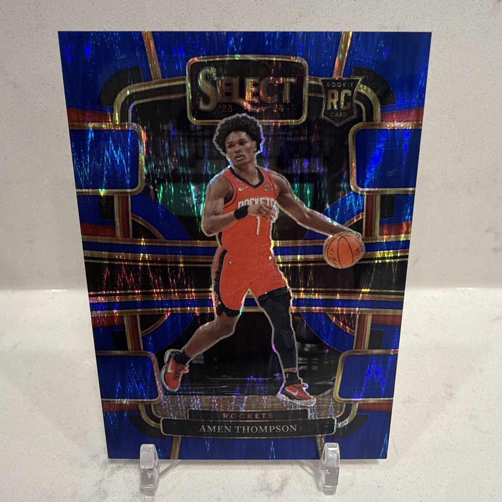 2023-24 Panini Select - Concourse Amen Thompson #96 Blue Flash Prizm /99 (RC)