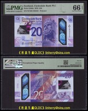 Scotland Clydesdale Bank 20 Pounds, 2020, Polymer, Lucky Number 3333. PMG66