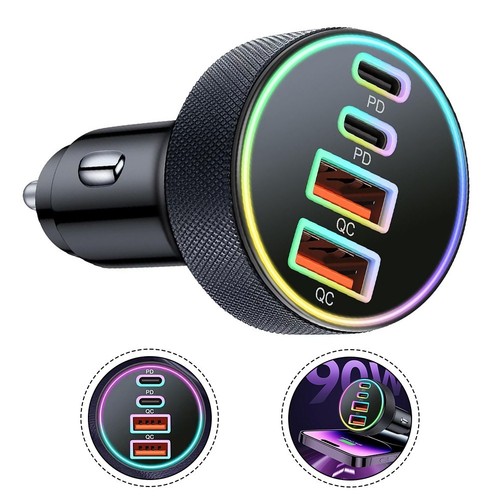Bezproblemowa instalacja Kompaktowa ładowarka samochodowa USB C z czterema wyjściami - Zdjęcie 5 z 9