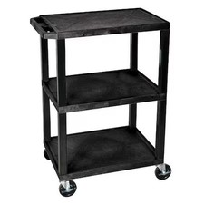 Utility Cart With Lipped Plastic Shelves, Thermoplastic Resin, 300 Lb Load