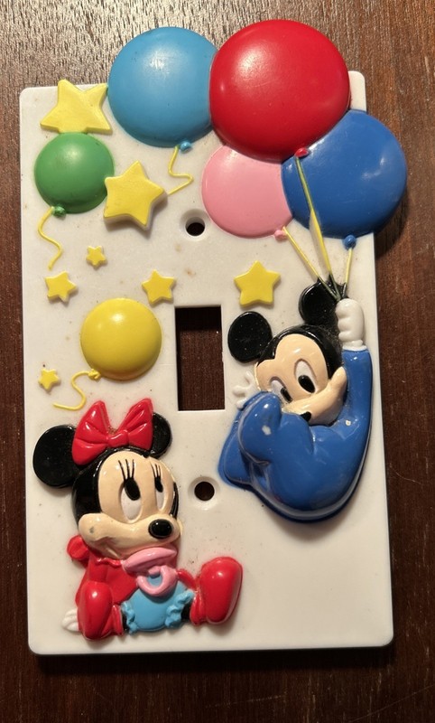 Vtg Baby Mickey & Minnie Mouse 1984 Lightswitch Plate Balloons Switch Disney