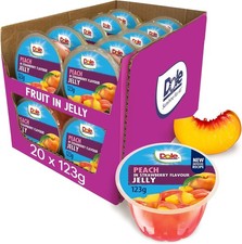 Dole Peach in Strawberry Jelly Fruit Pots 20 X 123G, Healthy Snack Made with Fre