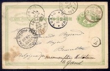 JAPAN 1897 3S POSTAL CARD TO BELGIUM REDIRECT