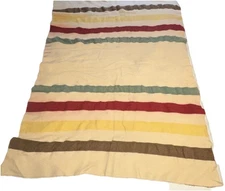 Vintage Jacob's Oregon City 3.5 Point Wool Blanket Hudson Bay Style Distressed