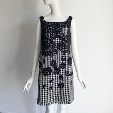 Oscar De La Renta Resort 2013 Size 8 Black White Lace Applique Houndstooth Dress