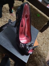 Nina Evan-YS Black Crystal Satin High Heel Shoe
