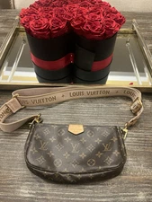 Louis Vuitton Pink Pochette Accessoires Crossbody Brown Canvas