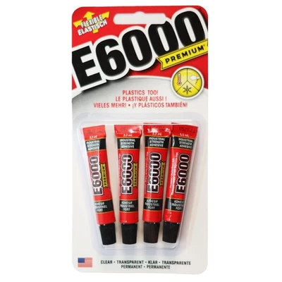 E6000 PREMIUM 4 Pack of 5.3ml Strong Clear Glue