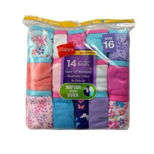 Hanes Briefs Girls 14 Pack Size 16 Multicolor Cotton Tagless Underwear NIP