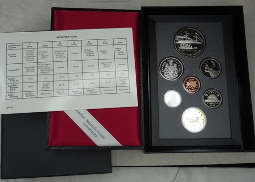 1991 Canada Proof Set 7 Coins Royal Canadian Mint 50% Silver Dollar