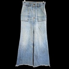 VTG Wrangler Womens Jeans W26 L31 Flare Bellbottom High Waist Braided Pockets