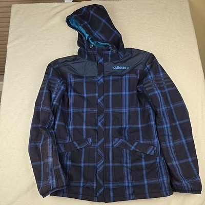 Vintage adidas Neo Label Tartan Jacket Size L/XL Blue Tartan Winter Coat