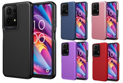 For TCL K33 5G T513V  Texturized Dotted Hybrid Case Phone Cover