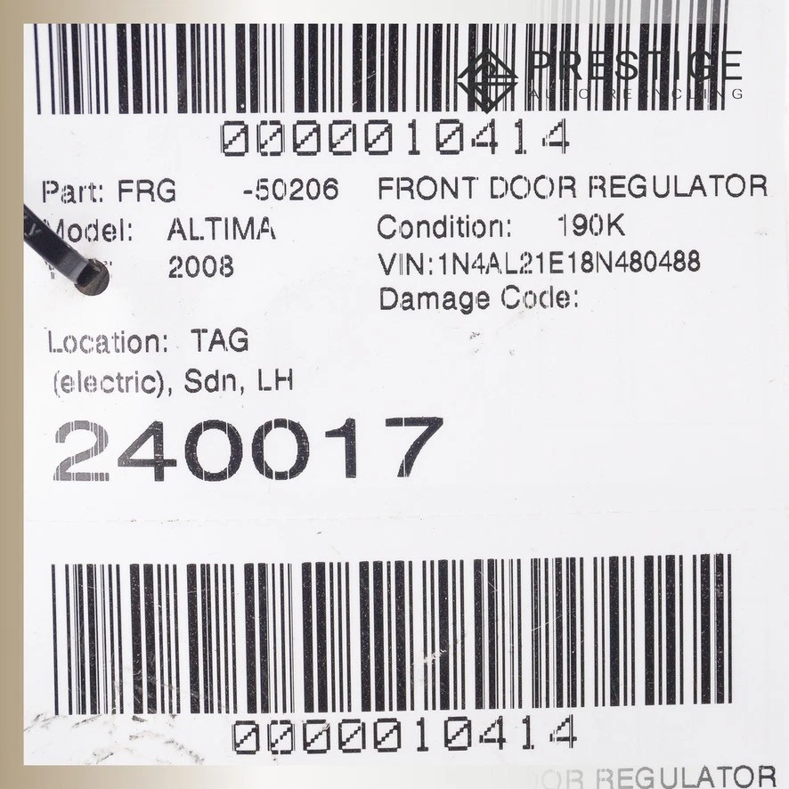 Regulador de ventana de puerta Nissan Altima 2007-2010 con motor delantero izquierdo 80771-JA000 Foto 3 de 3