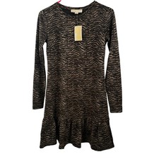 MICHAEL Michael Kors Dress Women’s Extra Small NWT Flounce Tiger Metallic Mini