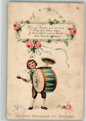 38151420 - Kleiner Junge mit grosser Trommel Rosen E.A.S. 2006 Geburtstag 1916
