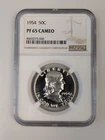 1954 PF 65 CAMEO Franklin Silver Half Dollar 50C NGC, Early Proof Cameo