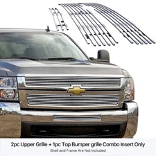 Fits 2007-2010 Chevy Silverado 2500HD/3500HD Billet Grille Combo