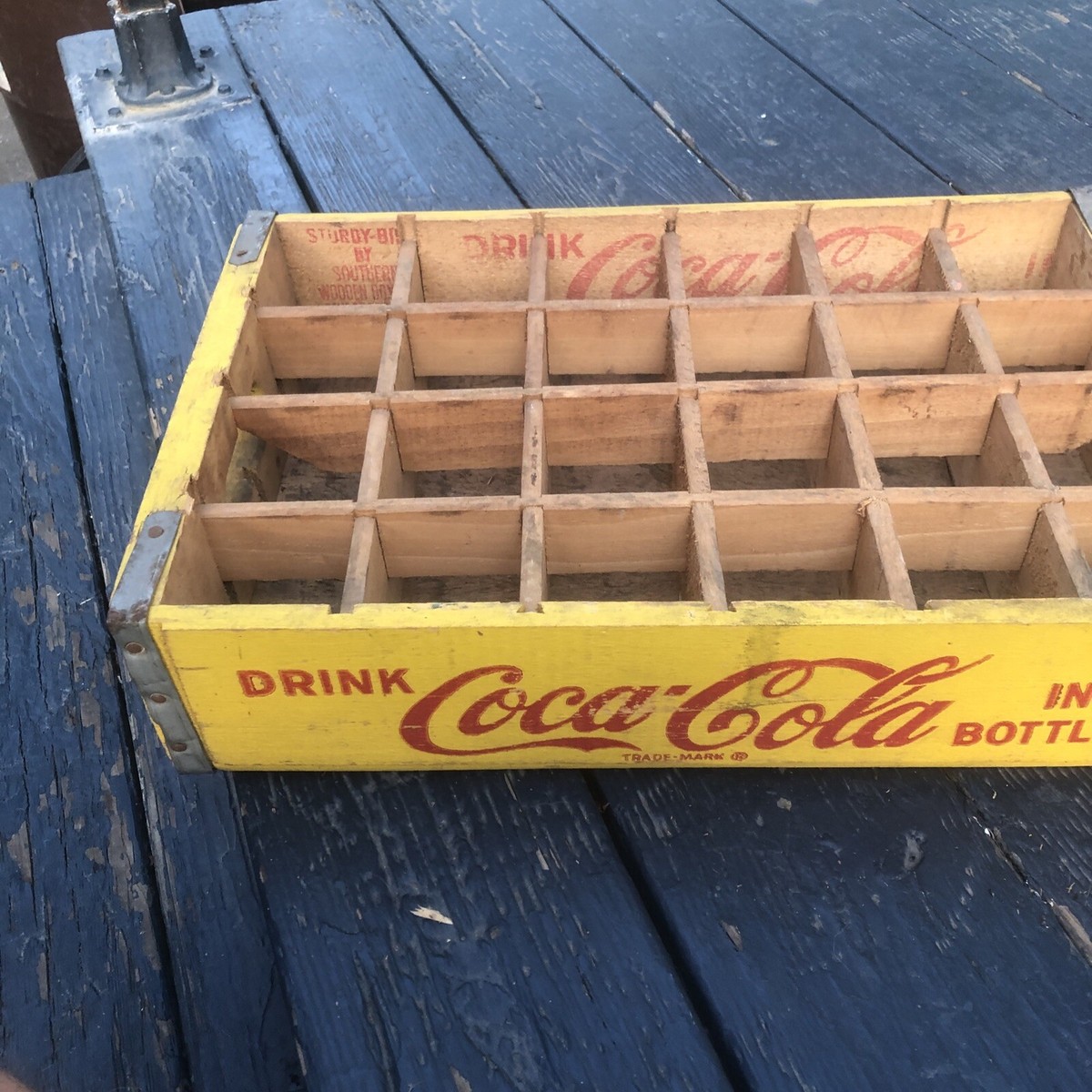 Vintage 1969 Yellow Wooden Wood 24 Bottle Coca-Cola Coke Crate | eBay