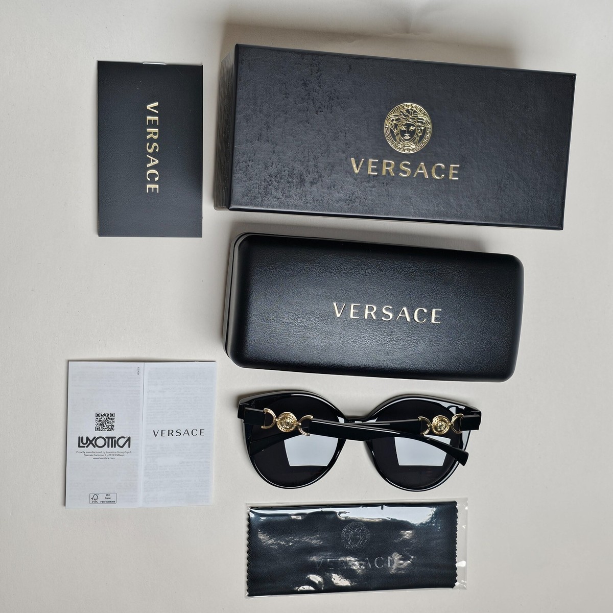 VERSACE MOD. 4442 GB1/87 Medusa Black Acetate Round Sunglasses Versace VE4454 GB1/87 Black Sunglasses for Woman - LookerOnline main image 2