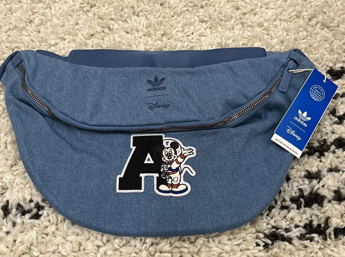 Adidas Originals x Disney Womens Blue Denim Fanny Waist Bag Crossbody Large NWT