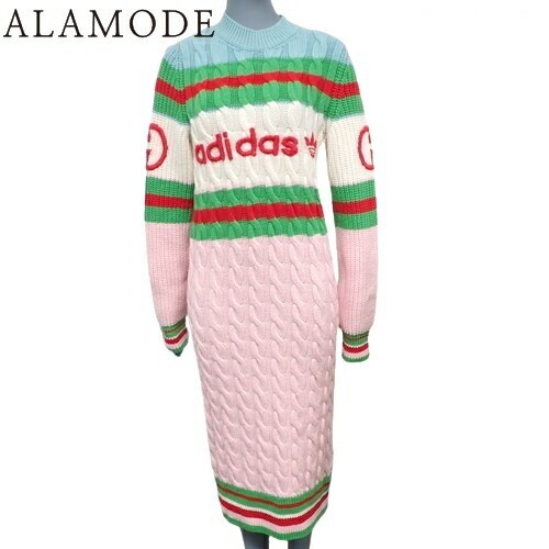 GUCCI × Adidas Collaboration Knit Dress Set Dress Long Sleeve Wool
