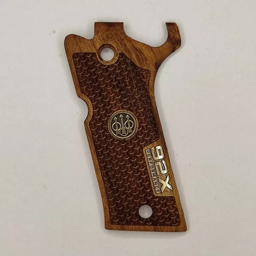 Beretta 92X Performance Turkish Walnut Wood Gun Grips NEW SET Nice Metal Logo - Picture 15 of 18