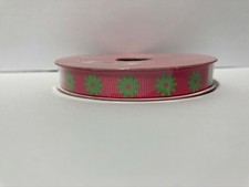 Hot Pink Bright Green Floral Ribbed Ribbon 3/8" 9 Feet Simply Spring 3 Rolls