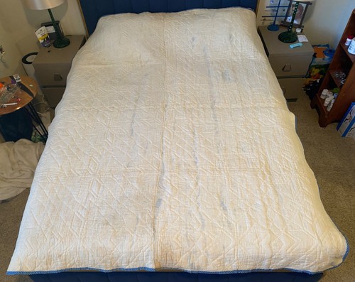 Vintage Antique 8 Point Star Quilt 72" X 86" Hand Sewn 30 12" Blocks Old Fabrics - Picture 13 of 16