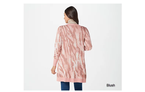 Cárdigan Suéter Largo Estampado Animal Colección Lisa Rinna Gris Talla 1X A375521 - Imagen 4 de 4