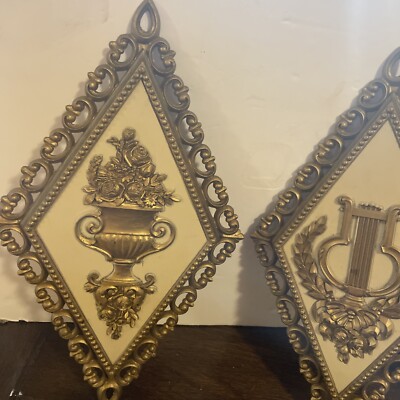 Homco Wall Plaques MCM Vintage Ornate Plastic Hanging Art Decor Gold Set Of 4