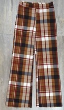 Fashion Nova Brown Plaid Casual boot cut Pants Size XL Elastic waist stretch