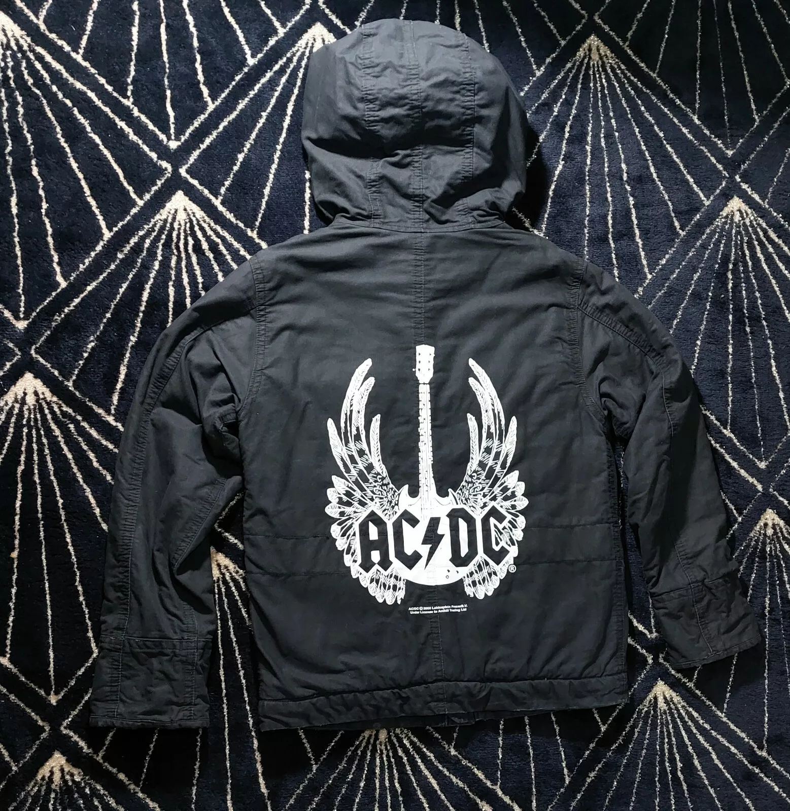 AC/DC Vintage Supreme Jacket 100 % Coton Lourd Leidseplein Noir Taille : XL