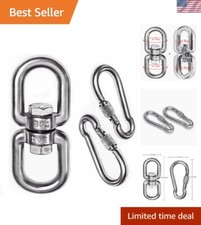 Durable Double-Ended Swivel Ring with 2 Antirust Snap Hooks for Secure Hanging