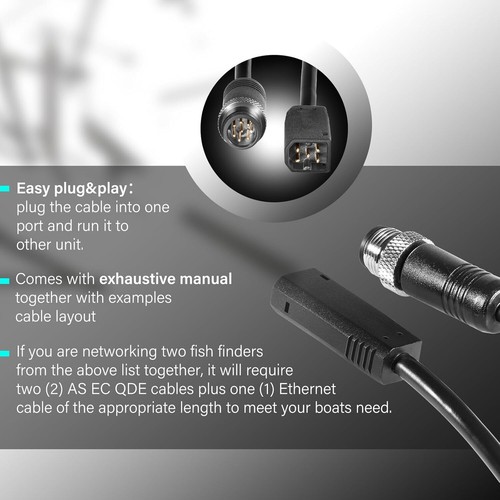 For Humminbird AS EC QDE Ethernet Cable Adapter 720074-12 for Helix 7 8 9 10 12 - 第 6/8 張圖片