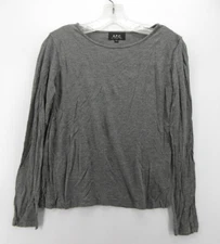 APC Top Women XS Gray Pullover T Tee Shirt Heathered Crewneck Solid Casual Knit