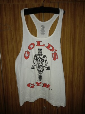 Vintage Golds Gym Tank Top White Cotton Shirt Size S Made in USA