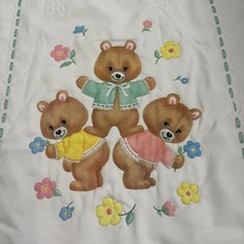 Columbia Minerva Vintage Crib Quilt Bears Flowers by Ruth Moorehead 1981 Blanket