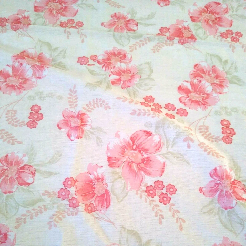 Lightweight Pink Floral Fabric Wild Rose Textured Cottage 57 x 36 Farmhouse  - Image 4 of 4