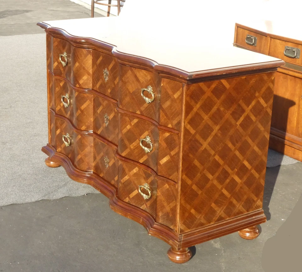 Винтажный французский деревенский комод деревянный паркет змеевик верх сделано в Италии сервант - Изображение 4 из 4