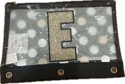 Justice Unique Polka Dot Initial ''E'' Pencil Pouch~NWT