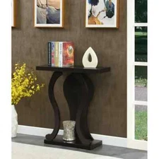 Small Modern Narrow Console Table Accent Hall Display Entryway Brown Wood Slim