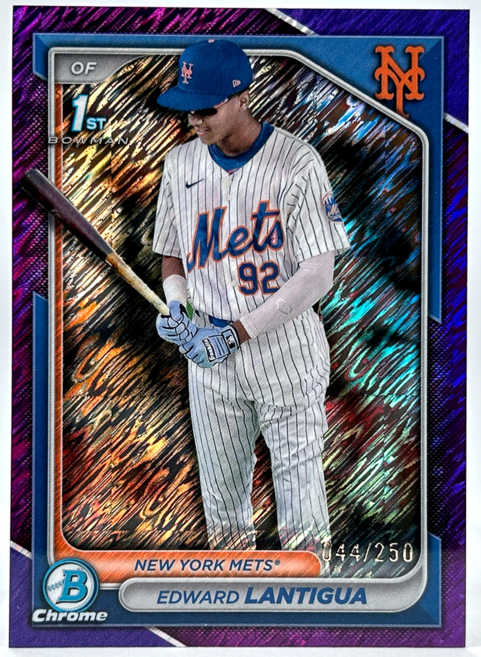 EDWARD LANTIGUA 2024 Bowman Chrome Baseball 1st Purple Shimmer Prospects #/250