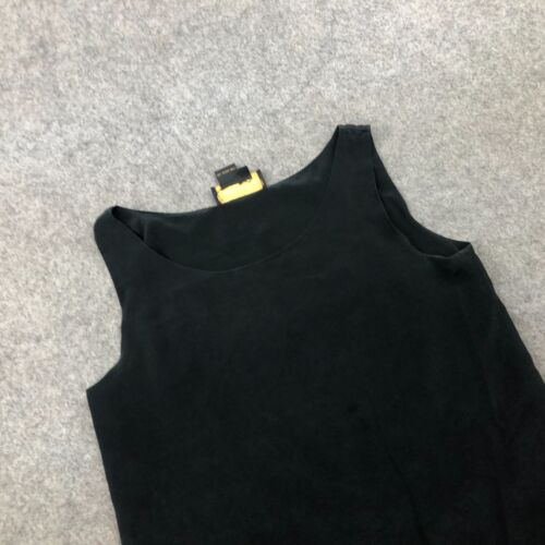 Vintage Classiques Entier Top Women 6 Black Solid Tunic Sleeveless Silk - Picture 3 of 8
