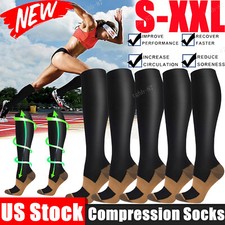 Copper Compression Socks 20-30mmHg Graduated Support Sport Mens Womes S-XXL LOT