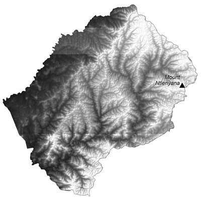 Lesotho Elevation Map GLOSSY POSTER PICTURE PHOTO PRINT BANNER 13492