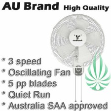 SAA Approved  400mm 3 Speed Oscillating Wall Mount Fan ABS Blades Quiet Run