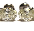 New GIA certified 14k white gold 3.03ct diamond oval earrings Screwbacks Natural — photo 2