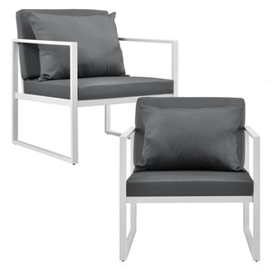 Détails Sur Casapro 2x Chaise De Jardin Blanc Gris Extérieur Salon Fauteuil