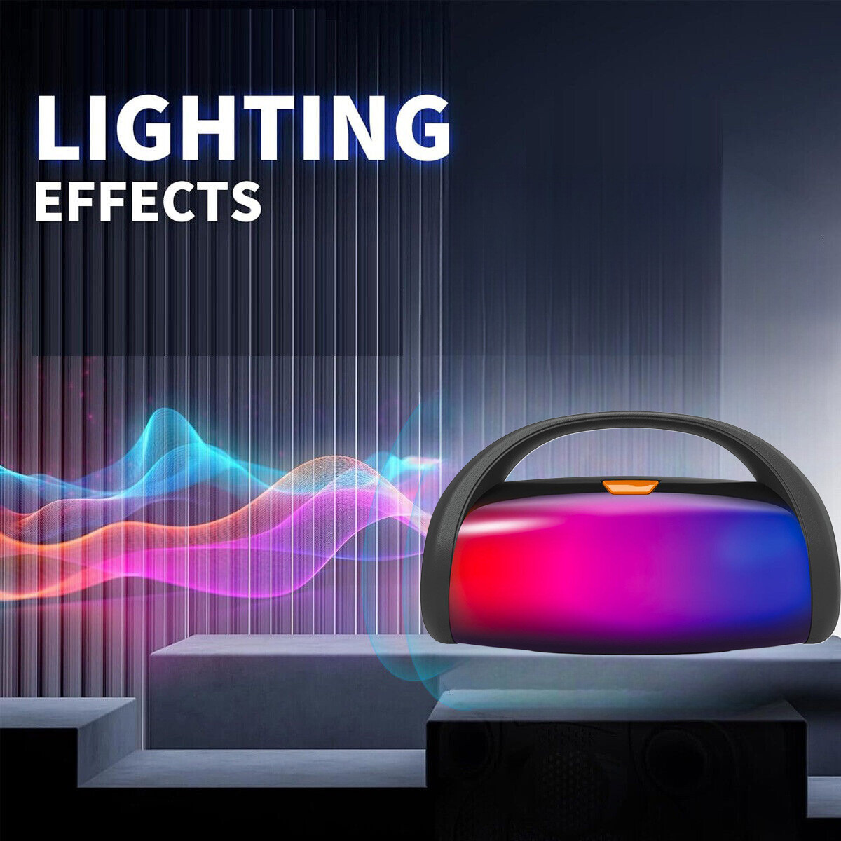 Portable Rechargeable Bluetooth Speaker Dual 3” Bluetooth Boombox FM,USB,TWS,LED